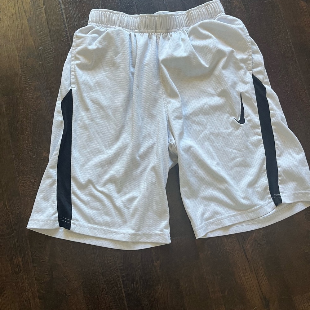 Nike Kids White Shorts with Black Stripes